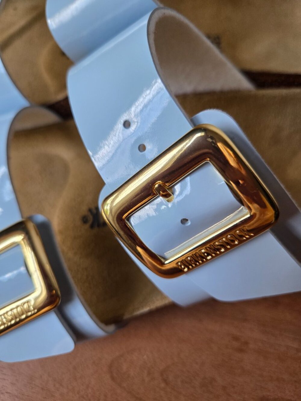 NWOB BIRKENSTOCK BABY BLUE GOLD BIG BUCKLE 2 STRAP SANDALS WOMNS 40 - Picture 7 of 16